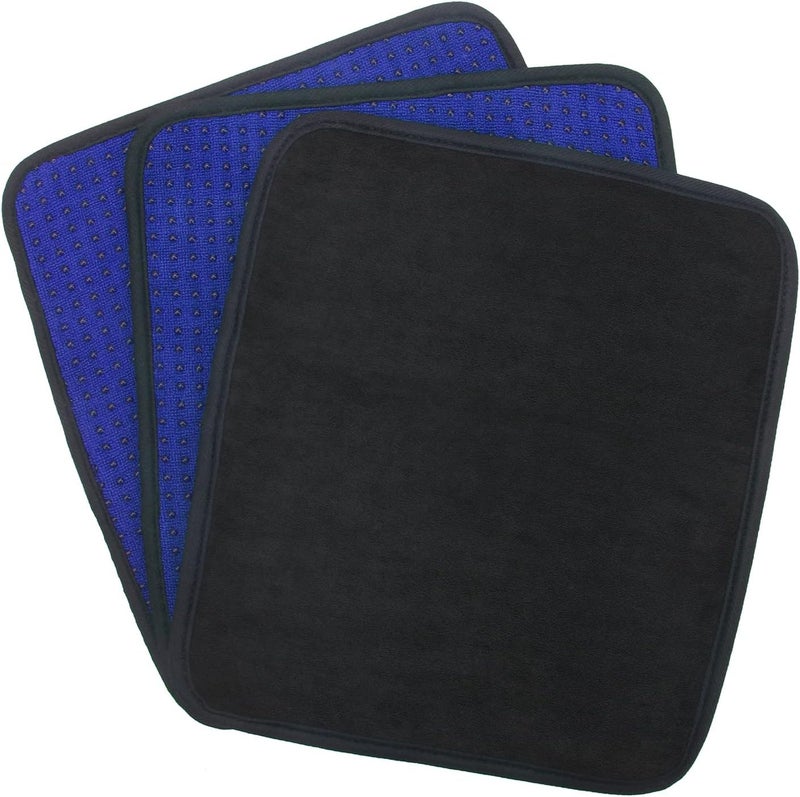 Anglekai 3 Pack Bowling Ball Towels, 10" x 8" Microfiber Bowling Shammy Accessories with Easy-Grip Dots Non-Slip (Blue) - Image 1